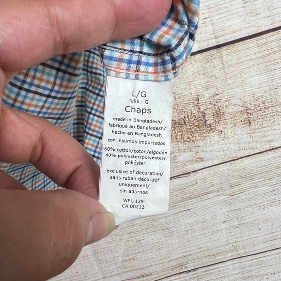 Chaps Men's Large Short Sleeve Button Down Shirt Plaid Easy Care Multicolor - Picture 5 of 10